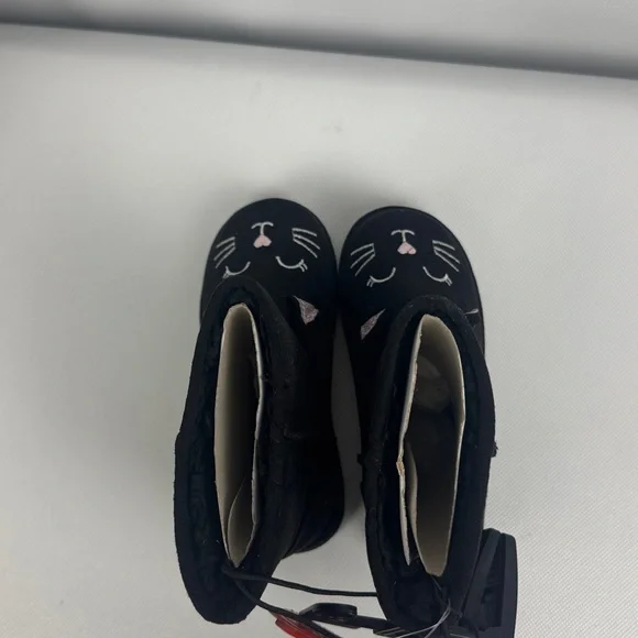 Wonder Nation Black Cat Kids pull on Boots with faux fur lining NWT 10 & 8 - Picture 4 of 6